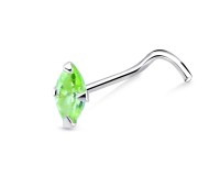 Pear Shaped Stone Silver Curved Nose Stud NSKB-160